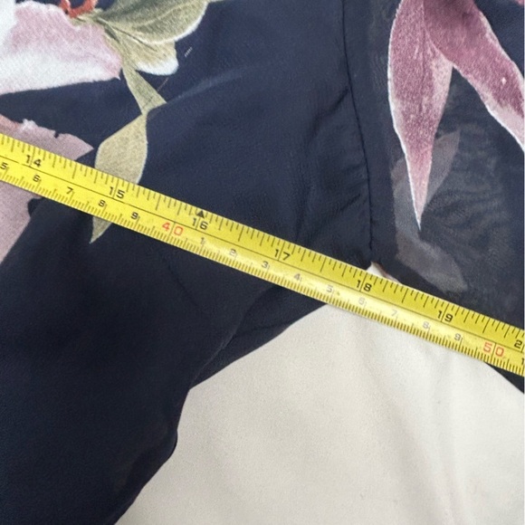 Windsor Navy Blue Floral Chiffon Long Sleeve Skater Flowy Dress M Medium - Picture 8 of 12